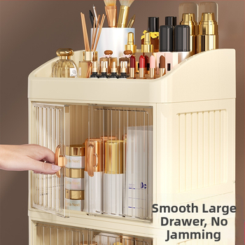 Sulankstoma dvigubų durų karūnos balta kosmetikos laikymo dėžutė daugiasluoksnė kanceliarinių prekių laikymo lentyna buitinės odos priežiūros priemonės dulkėms atsparios