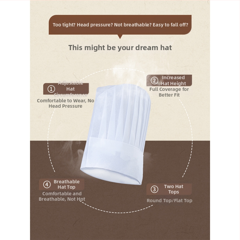 Ühekordselt kasutatav lausriidest peakoka müts, meeste peakoka paksendatud töömüts, kondiitritoodete küpsetamise lääne peakoka müts