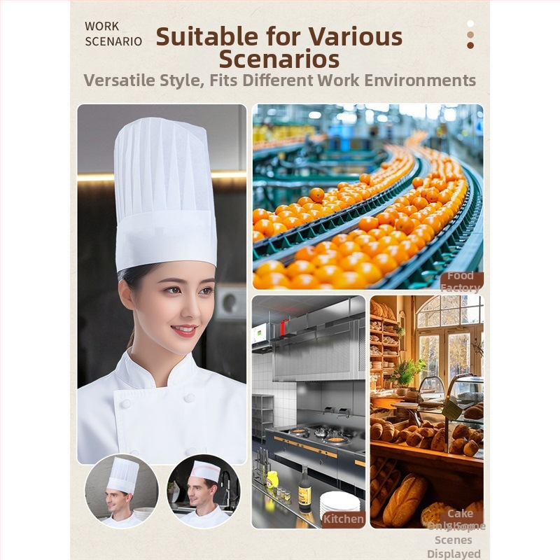 Ühekordselt kasutatav lausriidest peakoka müts, meeste peakoka paksendatud töömüts, kondiitritoodete küpsetamise lääne peakoka müts