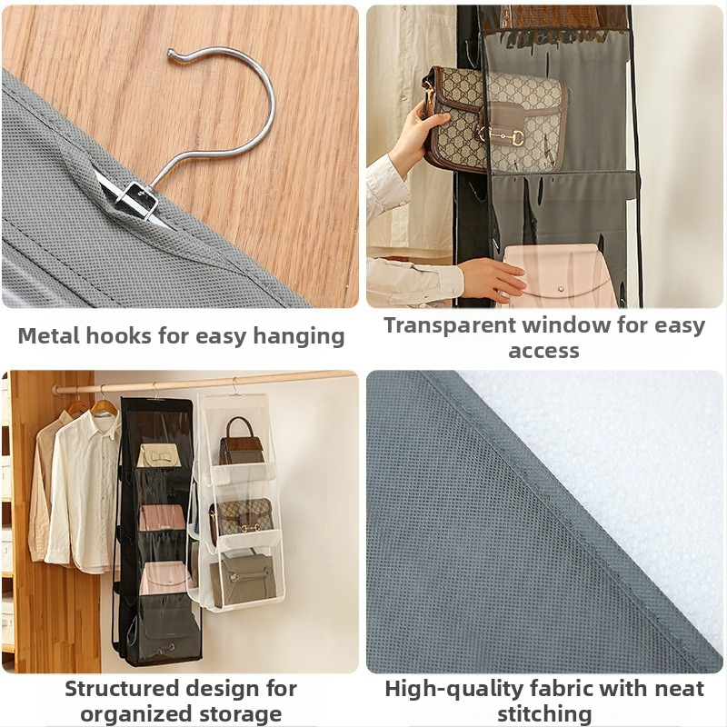 Мрежеста чанта за съхранение, висяща чанта за гардероб, многослойна чанта за съхранение, чанта за съхранение, двустранна прозрачна чанта, прахоустойчива чанта