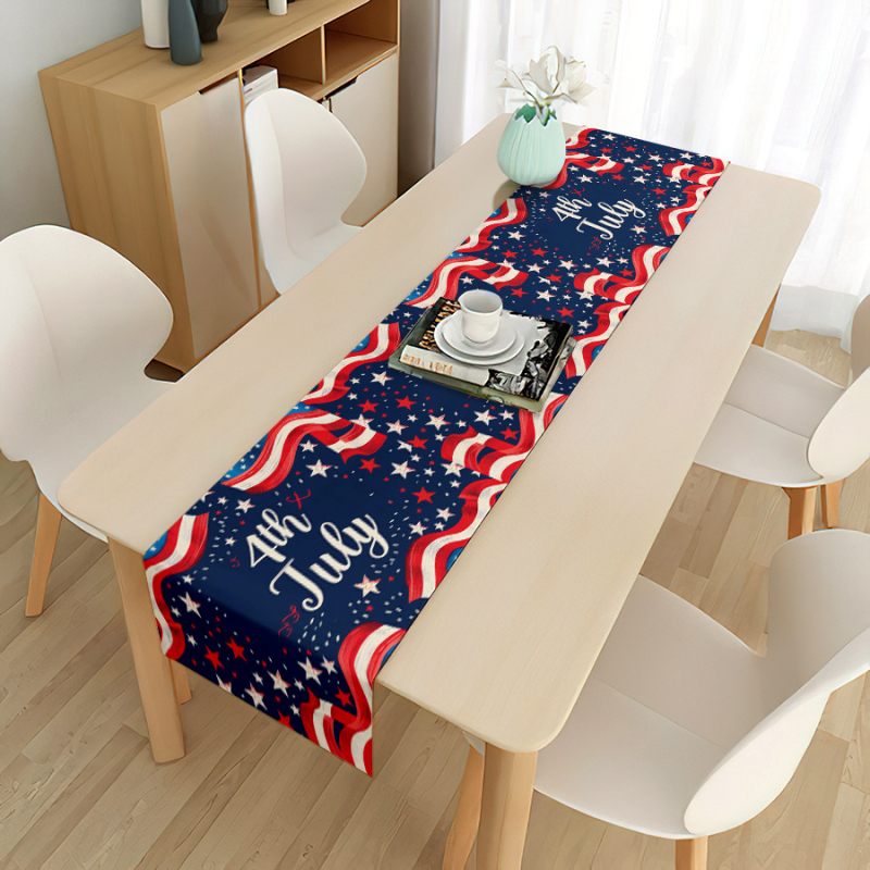2024 m. tarpvalstybinė naujos Nepriklausomybės dienos stalo vėliava, svetainės kavos staliukas, staltiesės festivalis, lininis Amerikos dekoratyvinės vėliavos dizainas