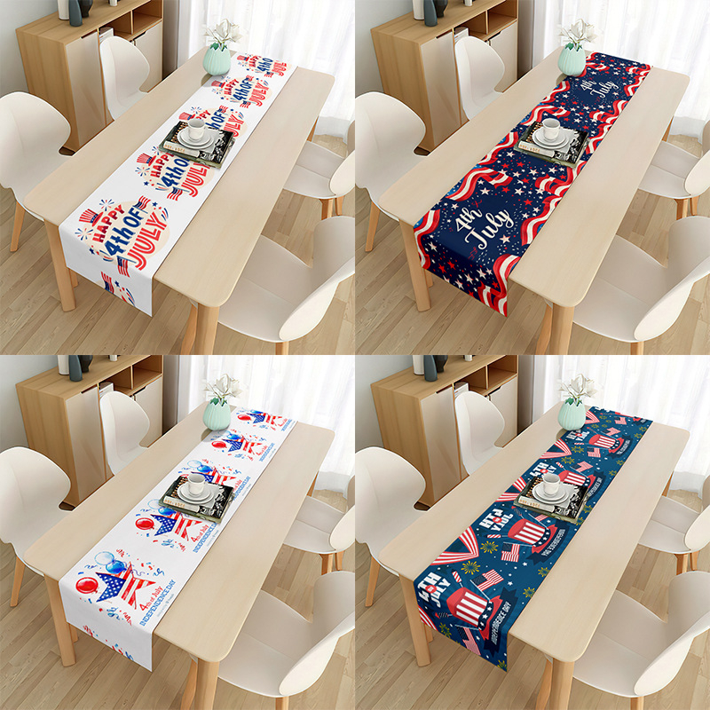 2024 m. tarpvalstybinė naujos Nepriklausomybės dienos stalo vėliava, svetainės kavos staliukas, staltiesės festivalis, lininis Amerikos dekoratyvinės vėliavos dizainas