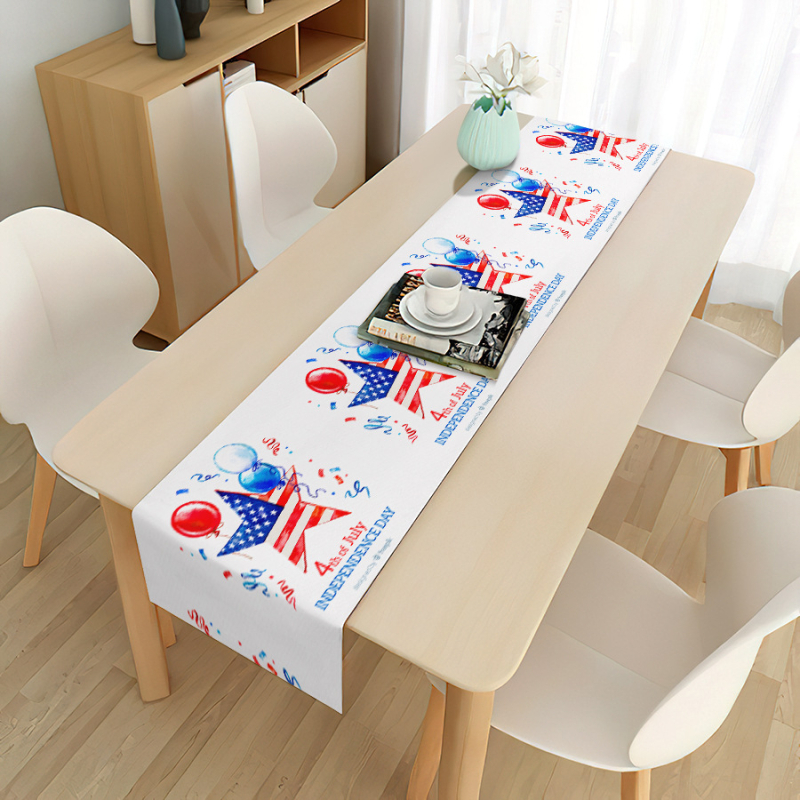 2024 m. tarpvalstybinė naujos Nepriklausomybės dienos stalo vėliava, svetainės kavos staliukas, staltiesės festivalis, lininis Amerikos dekoratyvinės vėliavos dizainas