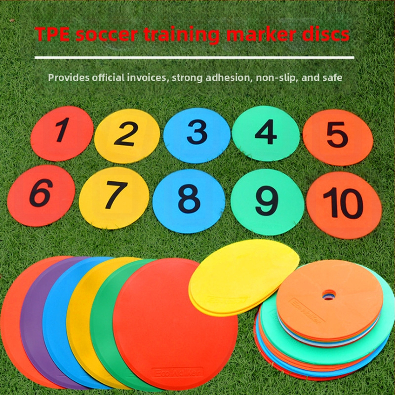 Futbolo treniruočių plokščias ženklas, diskas, disko logotipas, disko ženklas, disko treniruočių kliūtis, apvali burna, teniso orientyras