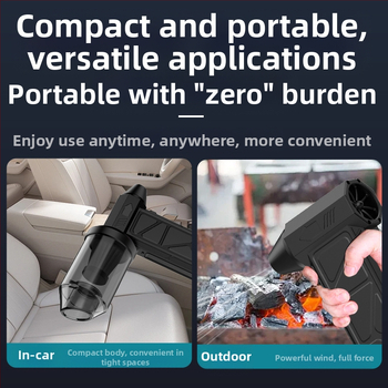 Tarpvalstybinis smurtinis ventiliatorius, pūtimas ir siurbimas, integruotas 60 milijonų turbinos variklis, bešepetis įkrovimas, galingas vėjo greitaeigis rankinis dulkių siurblys