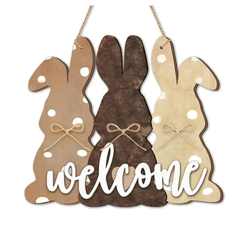 Karšto išpardavimo „Cross Border“ Velykų zuikio logotipas, medinis, linksmų Velykų, pasveikinimo kaimo įėjimo durų pakabinamas dekoravimas