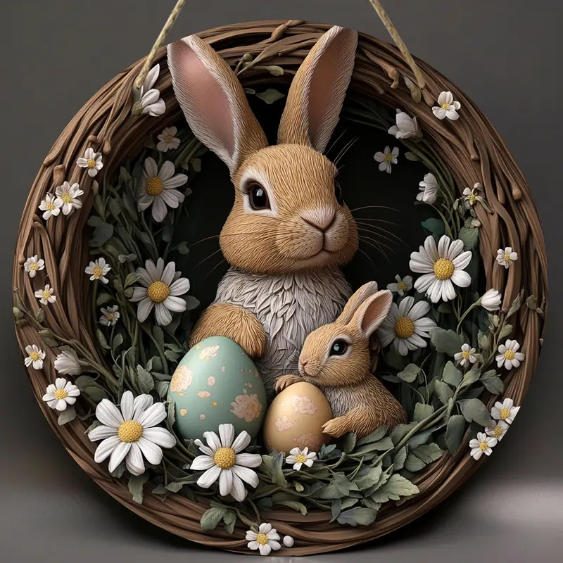 Karšto išpardavimo „Cross Border“ Velykų zuikio logotipas, medinis, linksmų Velykų, pasveikinimo kaimo įėjimo durų pakabinamas dekoravimas