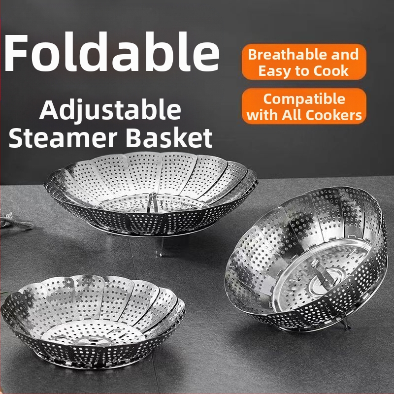 Удебелена стойка за пара от неръждаема стомана, сгъваема, за параходи с решетка за параходи, кошница с плодове, домакинска параходна кутия, кухненско съхранение, фабрика