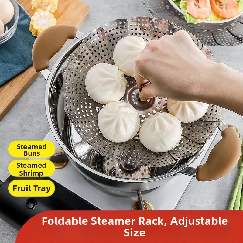 Удебелена стойка за пара от неръждаема стомана, сгъваема, за параходи с решетка за параходи, кошница с плодове, домакинска параходна кутия, кухненско съхранение, фабрика