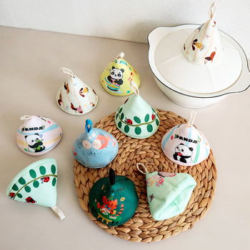 Χαριτωμένο τρίγωνο με κινούμενα σχέδια, αντι-εγκαύματα, καπάκι κατσαρόλας, λαβή κατσαρόλας κουζίνας, κατσαρόλα από σμάλτο, κάλυμμα αυτιών από χυτοσίδηρο, θερμομονωτικά γάντια