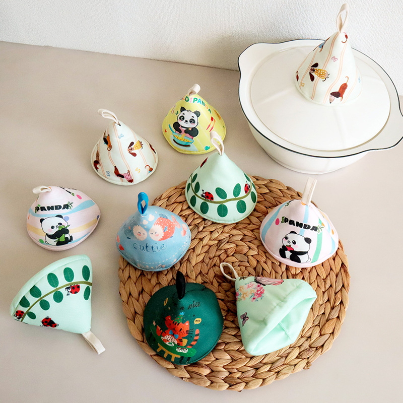 Crtani slatki trokutasti poklopac za lonac protiv opeklina, ručka kuhinjskog lonca, lonac od emajla, lonac od lijevanog željeza, poklopac za uši, toplinski izolirane rukavice