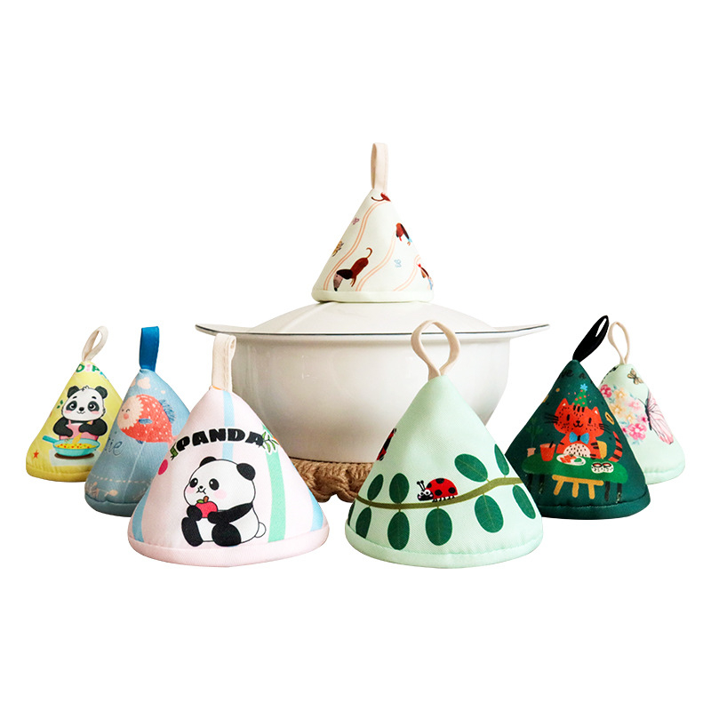 Crtani slatki trokutasti poklopac za lonac protiv opeklina, ručka kuhinjskog lonca, lonac od emajla, lonac od lijevanog željeza, poklopac za uši, toplinski izolirane rukavice