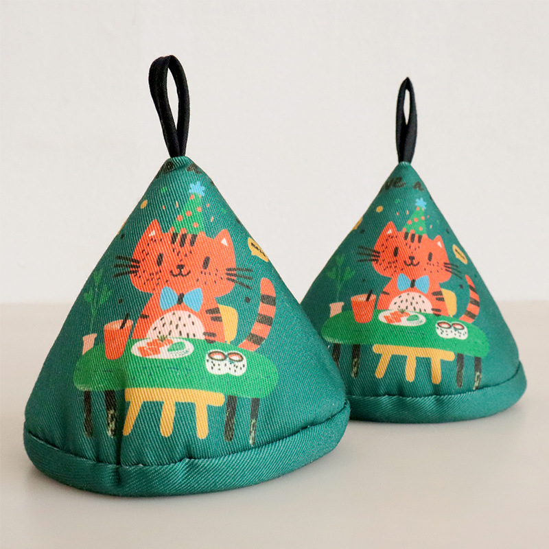 Crtani slatki trokutasti poklopac za lonac protiv opeklina, ručka kuhinjskog lonca, lonac od emajla, lonac od lijevanog željeza, poklopac za uši, toplinski izolirane rukavice