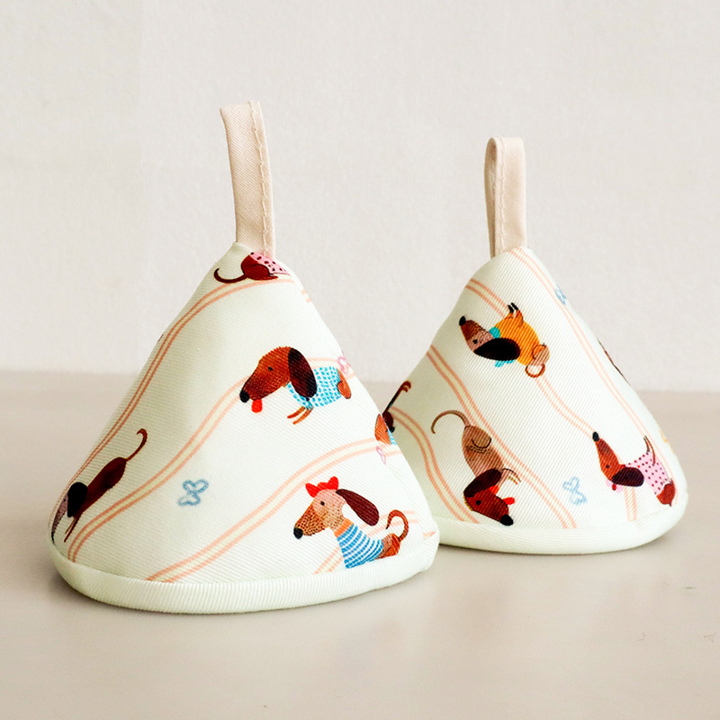 Crtani slatki trokutasti poklopac za lonac protiv opeklina, ručka kuhinjskog lonca, lonac od emajla, lonac od lijevanog željeza, poklopac za uši, toplinski izolirane rukavice