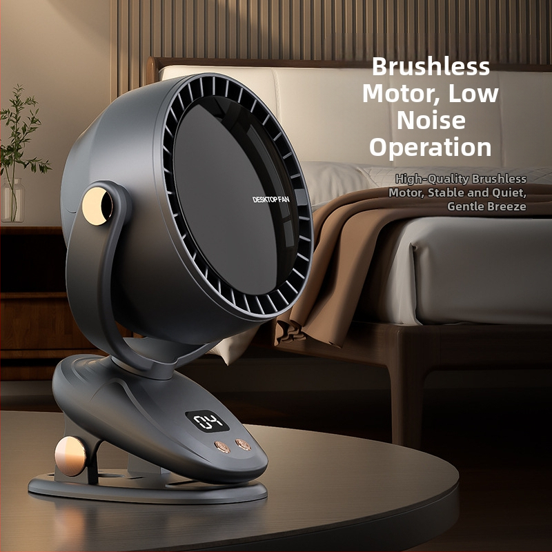 Veľkoobchodný bezdrôtový ventilátor s trepacou hlavou, cezhraničný USB multifunkčný bezkáblový ventilátor s klipom, vonkajší kempingový stolný nabíjací ventilátor