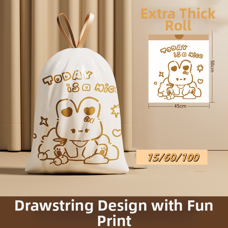 Mielas animacinis filmas, spalvotai spausdintas triušio raišteliu, automatinis, nešiojamas, sutirštintas šiukšlių maišas namams ir virtuvei