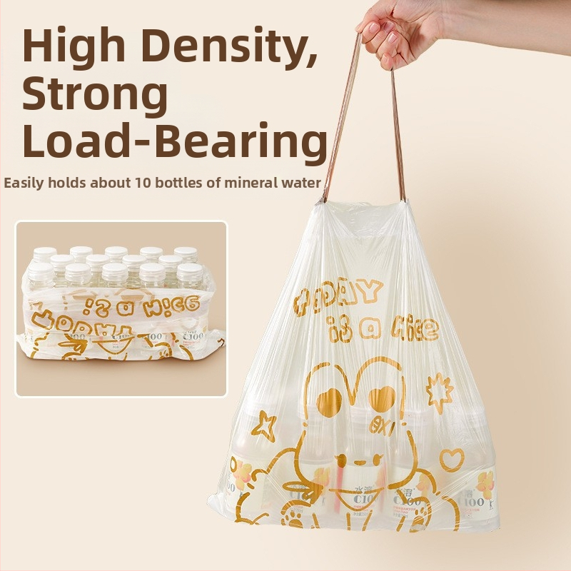 Сладък анимационен високоцветен принтиран заек с шнур тип автоматично наваксване за домакинска кухня, преносим удебелен чувал за боклук