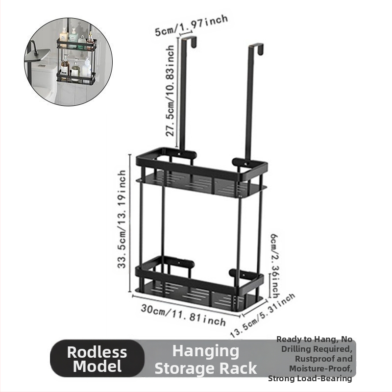 Tarpvalstybinė vonios kambario daiktų laikymo lentyna be skylių vonios kambaryje, tualeto stiklinės durys, pakabinama dvisluoksnė vonios reikmenų laikymo lentyna
