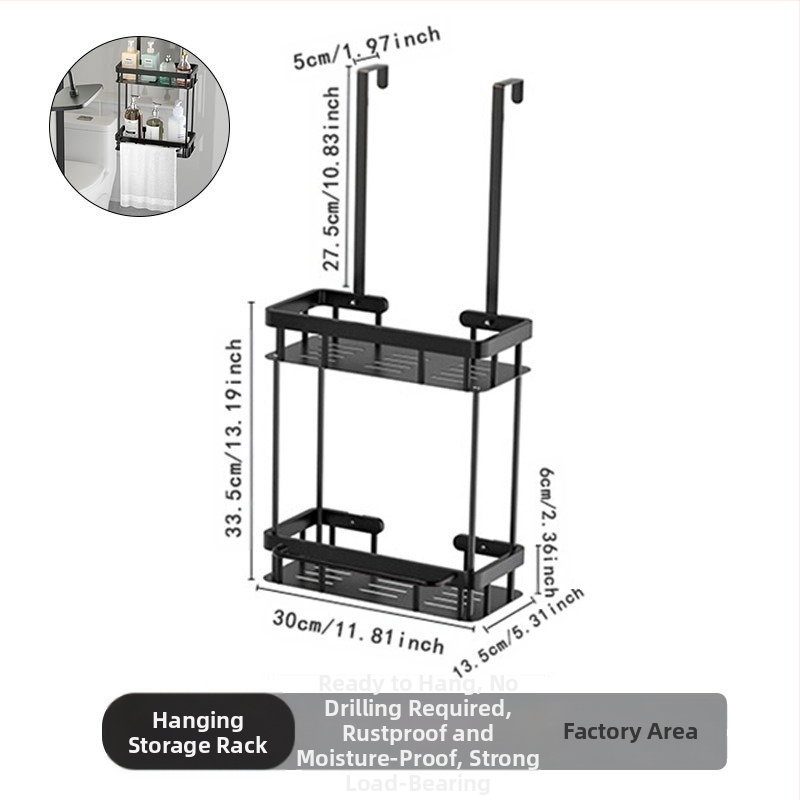Tarpvalstybinė vonios kambario daiktų laikymo lentyna be skylių vonios kambaryje, tualeto stiklinės durys, pakabinama dvisluoksnė vonios reikmenų laikymo lentyna