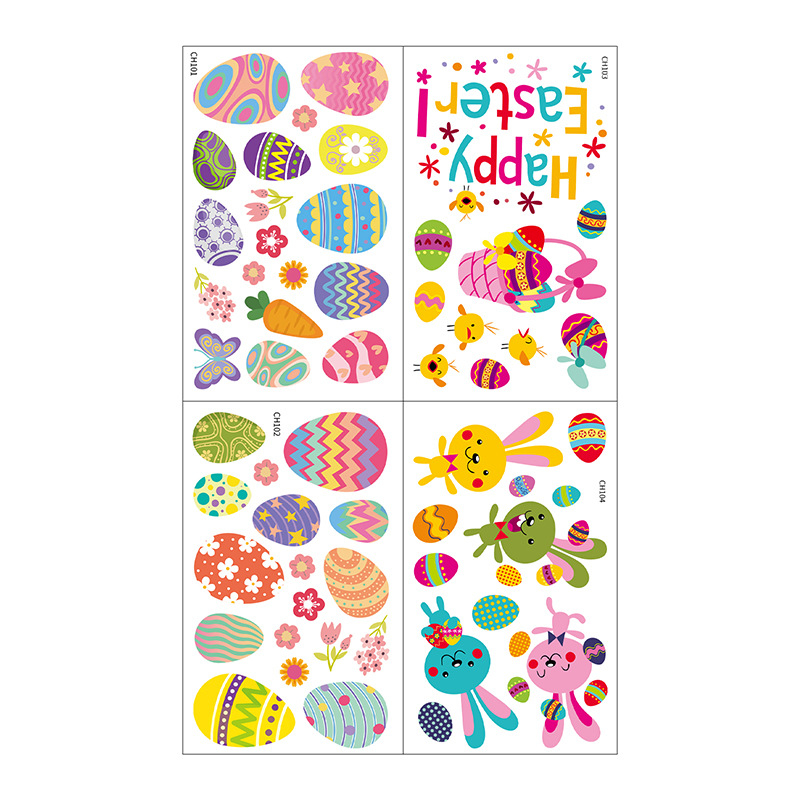 2024 m. tarpvalstybiniai animacinių kiaušinių sienų lipdukai Velykų langų stiklams, statiniai lipdukai nelipnūs statiniai šventiniai dekoratyviniai lipdukai