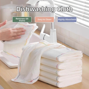 Vikerkaarevärvi õline nõudepesulapp Mitmekihiline puuvillane lõng Paksendatud puuvillane imav nõudepesulapp Õlivaba nõudepesulapp Kööginõudepesulapp