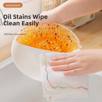 Vikerkaarevärvi õline nõudepesulapp Mitmekihiline puuvillane lõng Paksendatud puuvillane imav nõudepesulapp Õlivaba nõudepesulapp Kööginõudepesulapp