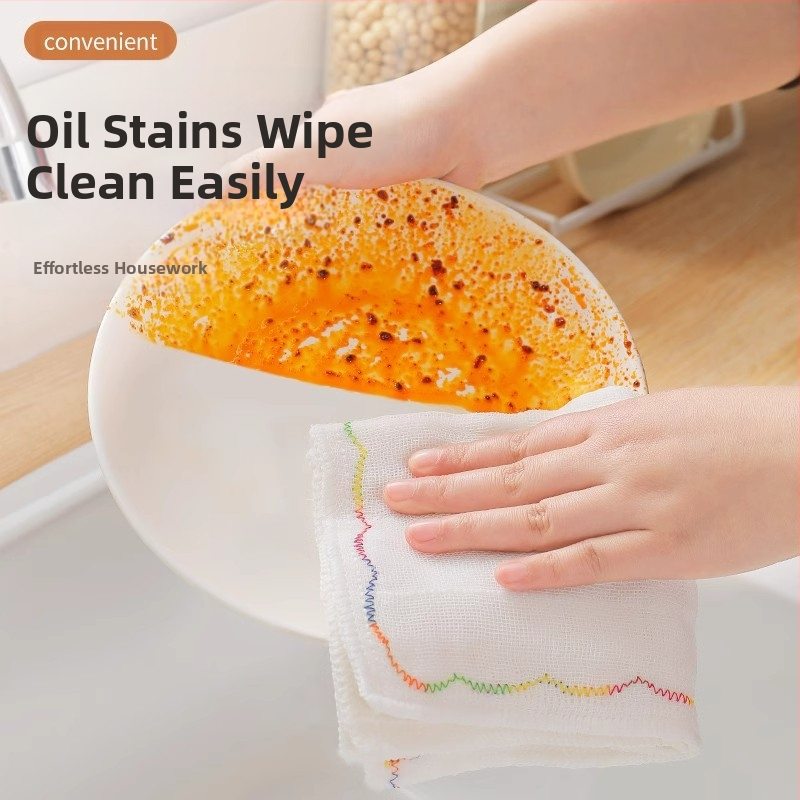Дъгова мазна кърпа за съдове, многослойна памучна прежда, удебелена памучна абсорбираща кърпа за миене на съдове, кърпа за миене на съдове без масло, кухненска кърпа за съдове