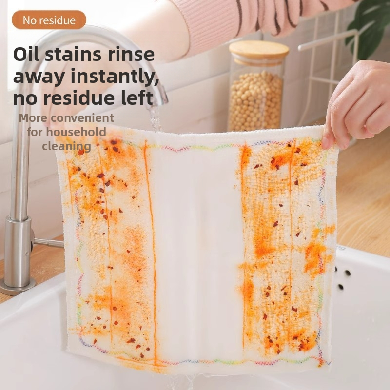 Дъгова мазна кърпа за съдове, многослойна памучна прежда, удебелена памучна абсорбираща кърпа за миене на съдове, кърпа за миене на съдове без масло, кухненска кърпа за съдове