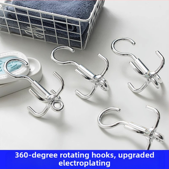 Keturių nagų pasukamas kabliukas, pakabinamas krepšys, kepurės diržas, drabužių spinta, daugiafunkcis pakabukas be perforatorių