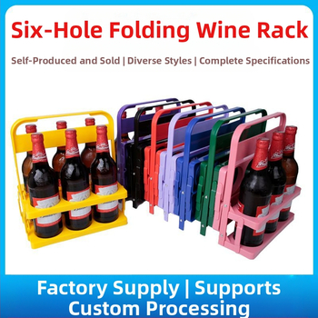 Kokkupandav veinipudeli riiul kuuele, kokkupandav plastmassist õllekorv, kokkupandav joogiriiul, õlleriiul, kaasaskantav 6 pudelile