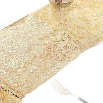 Piiriülene kuldfooliumist jõululaua jooksja peokaunistuseks Amazoni pulma litritega teejooksja atmosfäär geomeetriline abstraktne