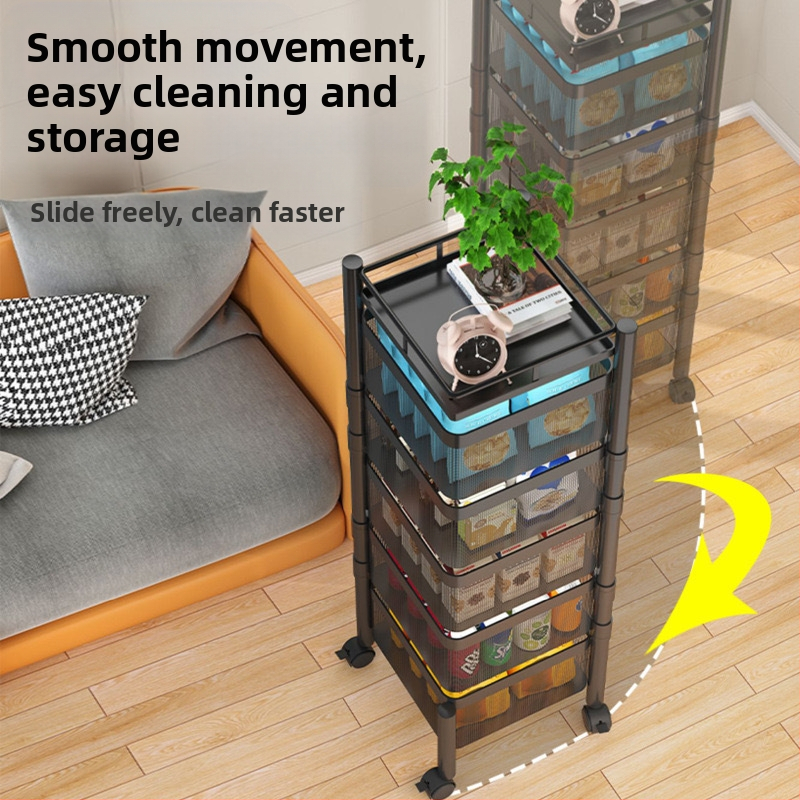 Стелаж за съхранение на закуски, стелаж за съхранение на закуски, шкаф за съхранение, количка, въртяща се кутия за съхранение, многослойна кутия за плодове в хола