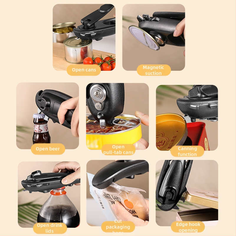 Осем в едно отварачка за консерви, трансгранично отваряне, капак за минерална вода и бира, кухненски принадлежности, ръчно разклащане, многофункционална отварачка за консерви