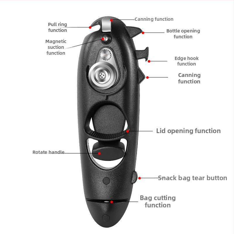 Осем в едно отварачка за консерви, трансгранично отваряне, капак за минерална вода и бира, кухненски принадлежности, ръчно разклащане, многофункционална отварачка за консерви