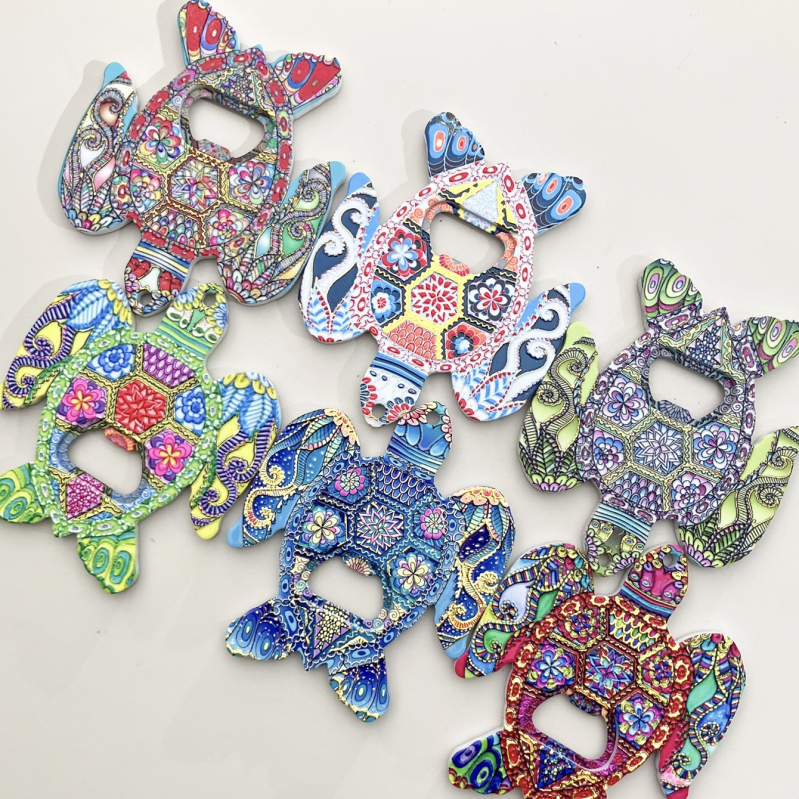 Uued piiriülesed kilpkonna pudeliavaja külmkapi kleebised melamiinist materjalist reljeefse tekstuuriga pronksprotsessiga armas kujuga magnet