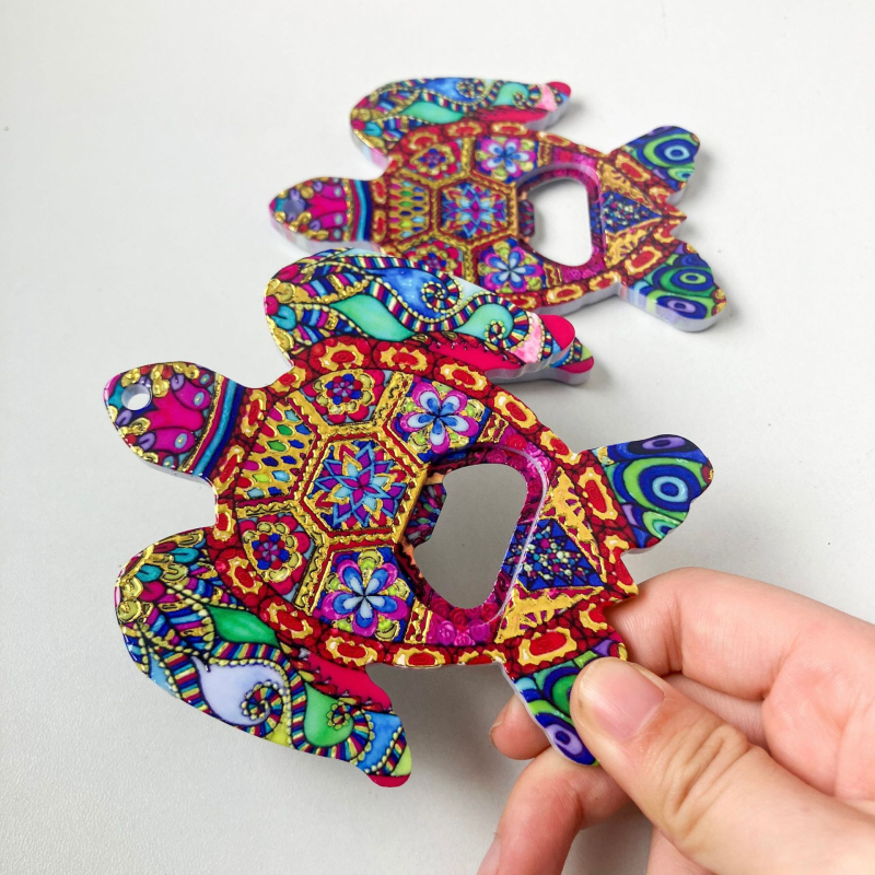 Uued piiriülesed kilpkonna pudeliavaja külmkapi kleebised melamiinist materjalist reljeefse tekstuuriga pronksprotsessiga armas kujuga magnet