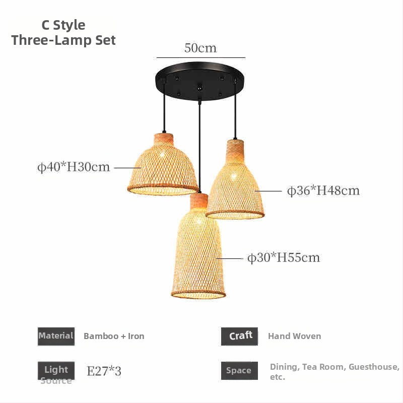 Hiina stiilis bambusest lühter Wabi-Sabi stiilis B&B trepp Teetuba Jaapani restoran Hot Pot restoran Zen-kombineeritud lambid