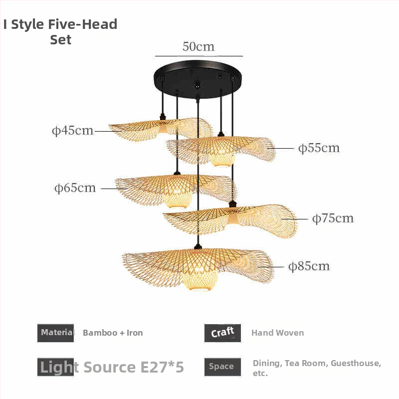 Hiina stiilis bambusest lühter Wabi-Sabi stiilis B&B trepp Teetuba Jaapani restoran Hot Pot restoran Zen-kombineeritud lambid