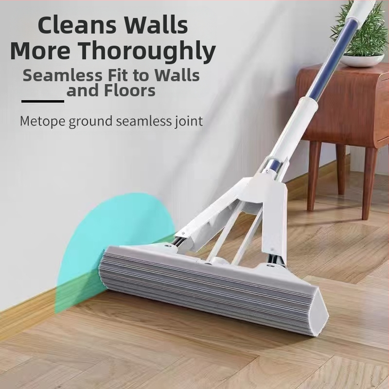 Моп за домашна употреба, без дръжка, сгъваем, миене без ръце, нов модел с гъба и памук, моп за под от неръждаема стомана, търговия на едро, силно изстискване с вода