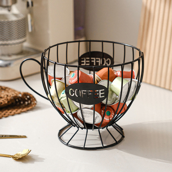 Кутия за съхранение на капсули за кафе в скандинавски стил, метална кошница за съхранение, офис общежитие, кошница за съхранение с голям капацитет, желязо, изкуство