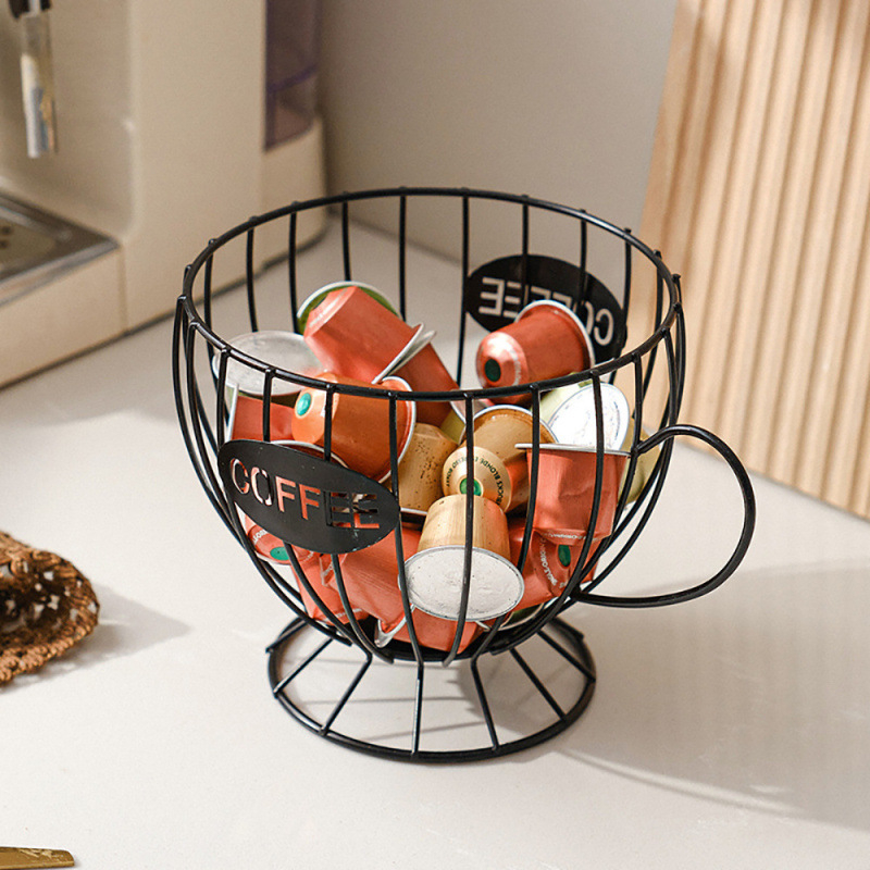 Кутия за съхранение на капсули за кафе в скандинавски стил, метална кошница за съхранение, офис общежитие, кошница за съхранение с голям капацитет, желязо, изкуство