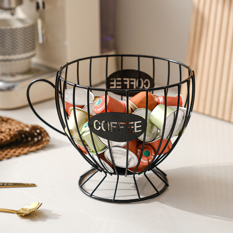Кутия за съхранение на капсули за кафе в скандинавски стил, метална кошница за съхранение, офис общежитие, кошница за съхранение с голям капацитет, желязо, изкуство