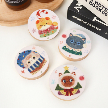 Kūrybingas kalėdinis katės gyvūno medžio masyvo butelių atidarytuvas alaus butelių atidarytuvas magnetinis šaldytuvo lipdukas daugiafunkcis