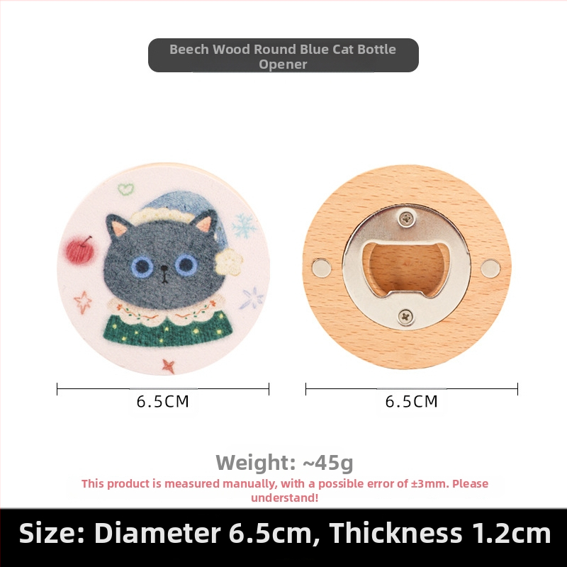 Kūrybingas kalėdinis katės gyvūno medžio masyvo butelių atidarytuvas alaus butelių atidarytuvas magnetinis šaldytuvo lipdukas daugiafunkcis