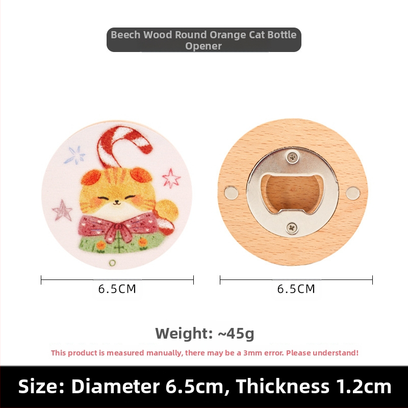 Kūrybingas kalėdinis katės gyvūno medžio masyvo butelių atidarytuvas alaus butelių atidarytuvas magnetinis šaldytuvo lipdukas daugiafunkcis