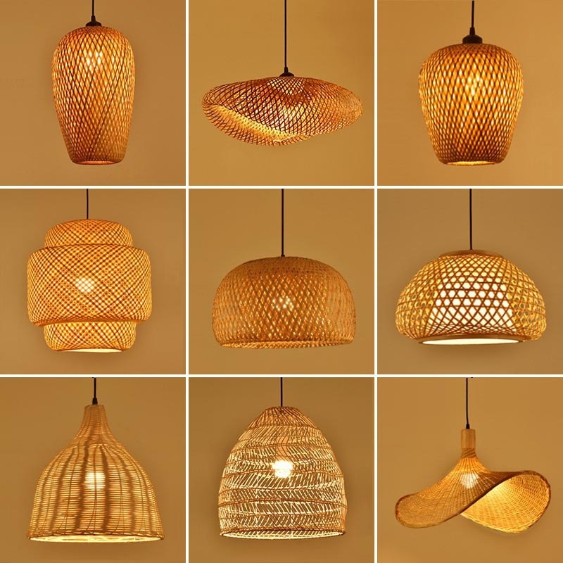 Bambusa lustra ķīniešu dzen tējas istabas lampa Dienvidaustrumāzijas restorāna viesnīcas mājas stila japāņu bambusa karstā katla lampa