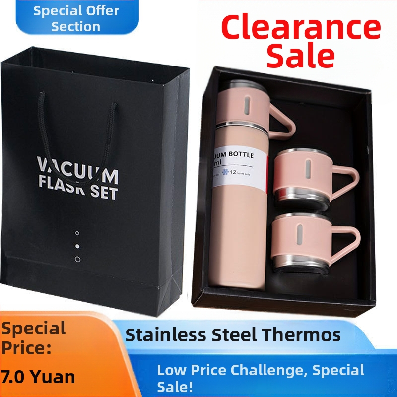 Uus 304 roostevabast terasest termoskruus teekruus ühe tassi kolme kaanega ärikinkekarp sobib õues veekruus tegevuse kingituseks