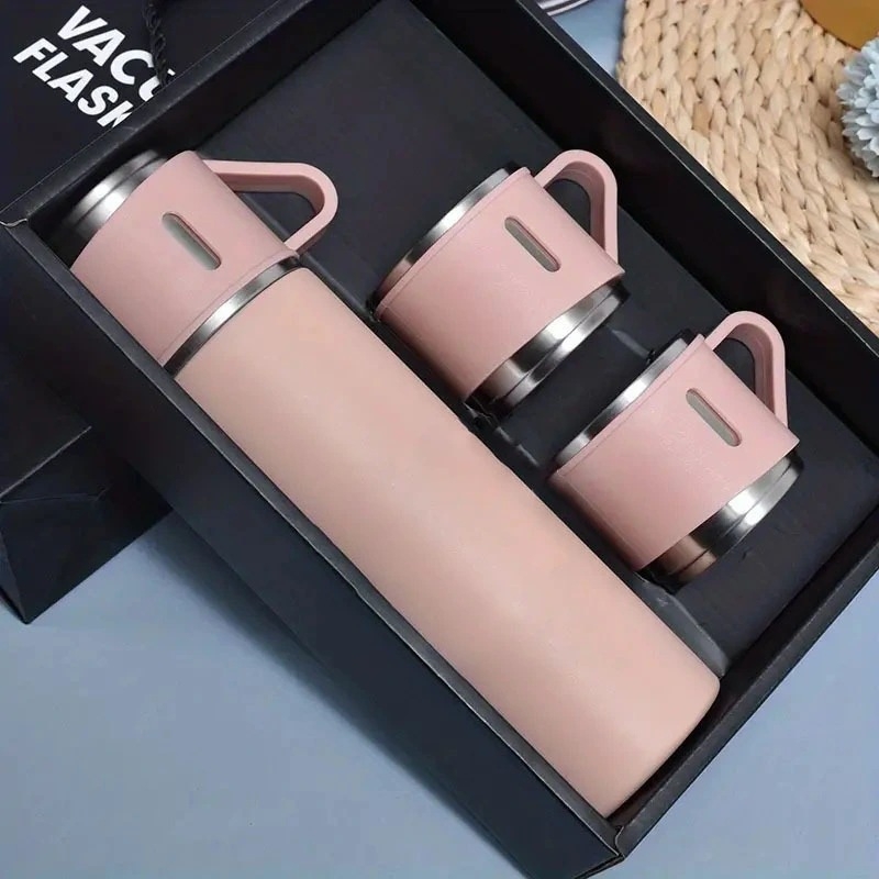 Naujas 304 nerūdijančio plieno termo puodelis arbatos puodelis vienas puodelis trijų dangtelių verslo dovanų dėžutė, tinkantis lauko vandens puodelio veiklos dovanai