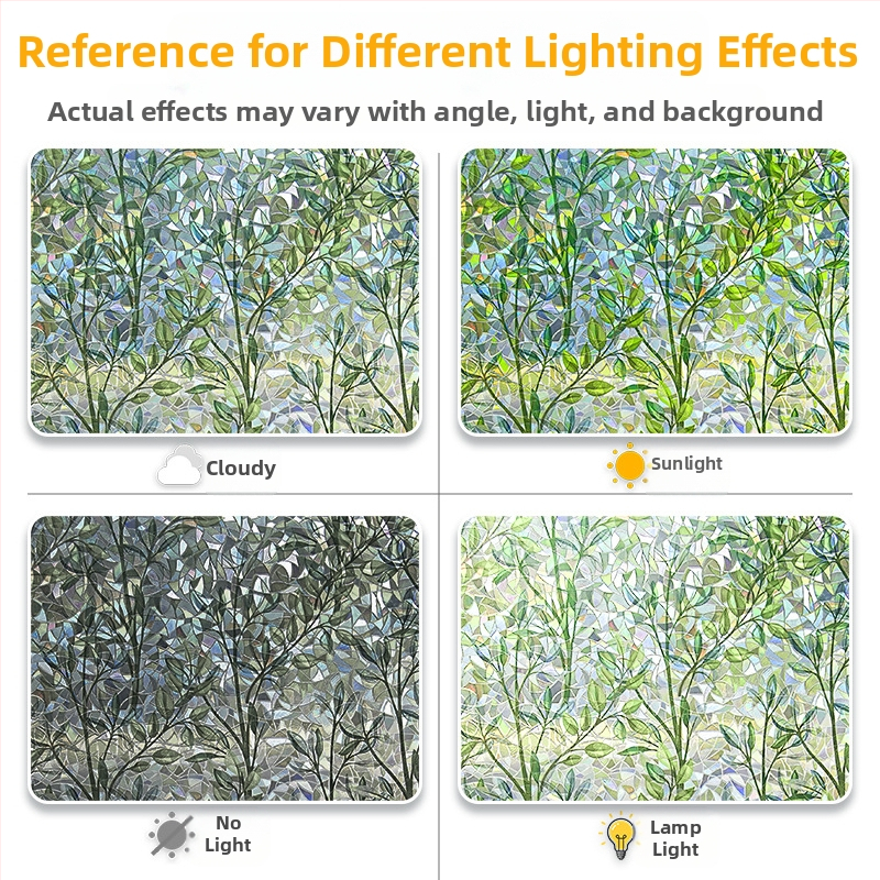 Електростатично 3D цветно стъклено фолио без лепило, лазерно прозрачно, пропускливо, за спалня, хол, балкон, декоративен стикер за прозорец