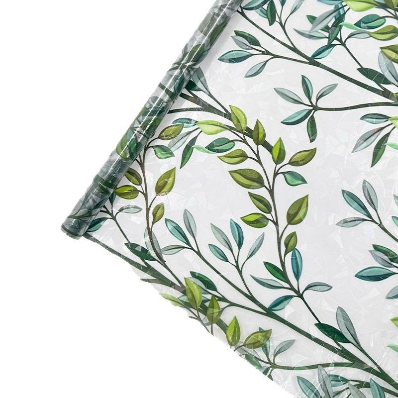 Elektrostatiska bezlīmes 3D krāsaina stikla plēve, lāzera caurspīdīga, caurlaidīga guļamistabas un viesistabas balkona dekoratīva loga dekoratīva uzlīme